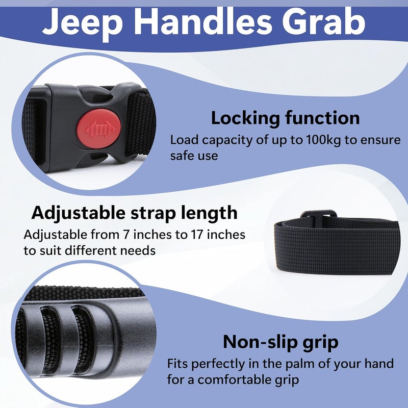 ecocstm Car Adjustable Grab Handles, Car Handle Assist, Safety Handle Portable Vehicle Support Grab Bar for Trucks, SUVs, Jeeps, Vans, Cars and ATVs (Black) - Image 4